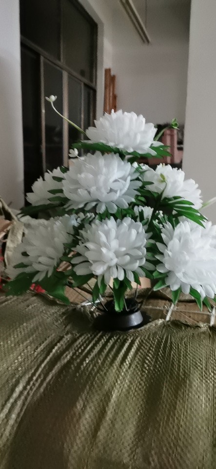 15 flores de crisantemo en maceta de flores de seda Qingming flores de flores eternas