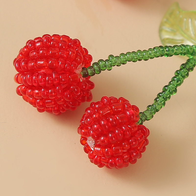 Fashion Cute  Creative Handmade Red Glass Rice Beads Cherry Earrings  Korean Personality Cute Fruit Earrings Jewelry Nihaojewelry Wholesale display picture 5