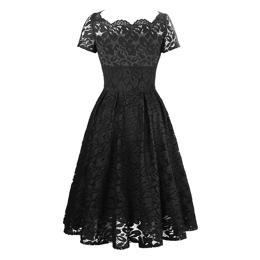  black sexy hollow lace dress   NSAL2921