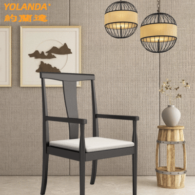 实木餐椅美式椅子复古家用休闲叉背椅新中式靠背椅酒店餐厅餐桌椅|ms