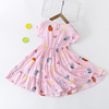 Summer new girl Zhong children's cotton and silk short sleeve dress three -layer skirt button cake skirt wholesale