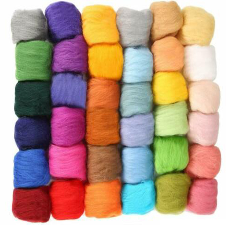 Factory direct 66s wool felt stamp music material bag handmade DIY needle felt wet felt color wool strip wholesale