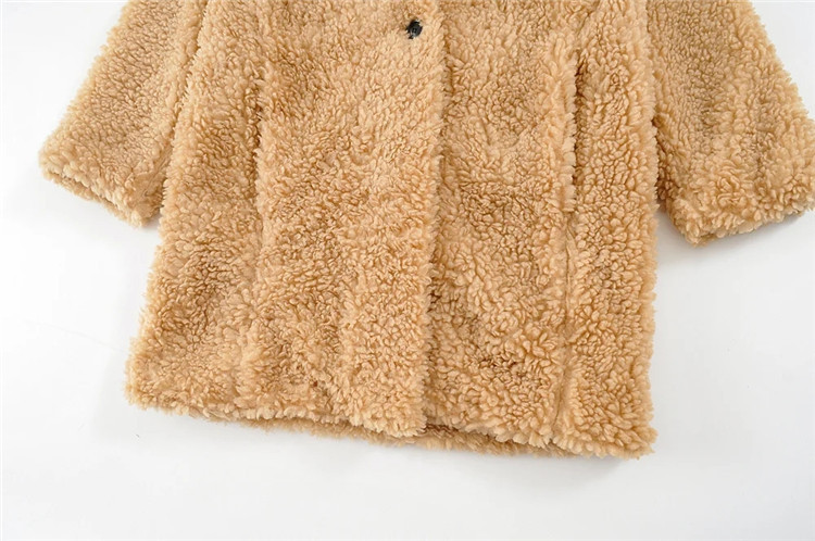 casual simple mid-length fleece coat   NSLD15337