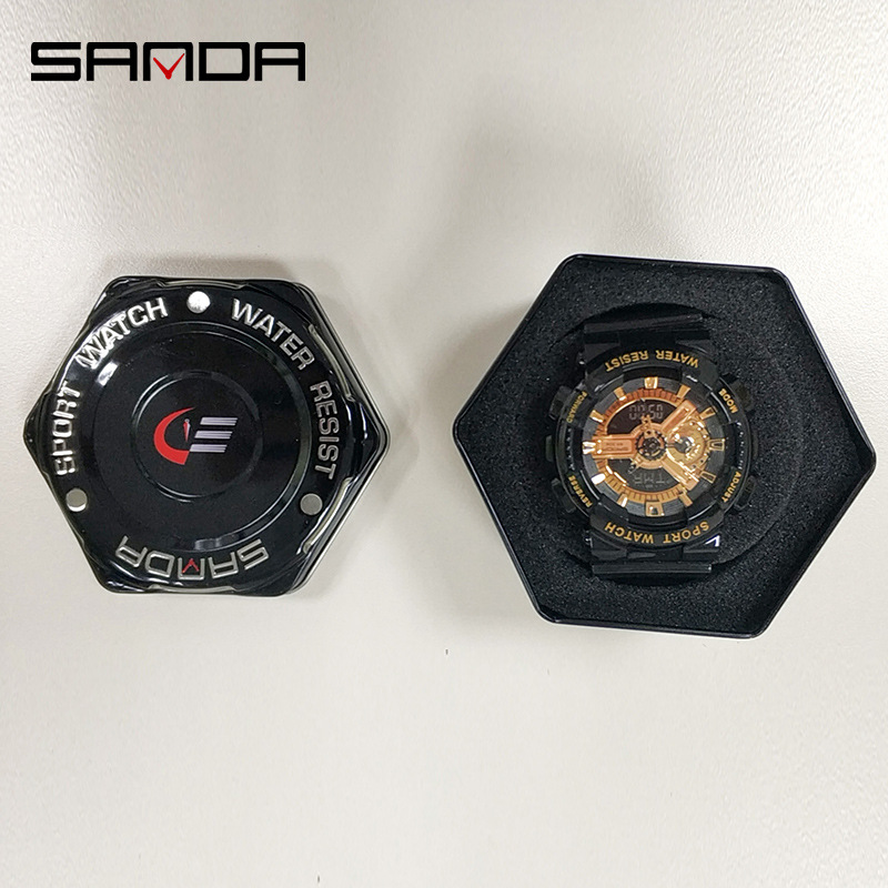 Sanda caja de reloj hexagonal caja de hierro hexagonal