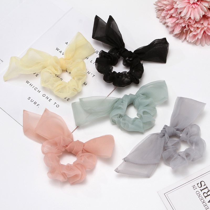 Korean Solid Color Organza Hair Scrunchies display picture 2