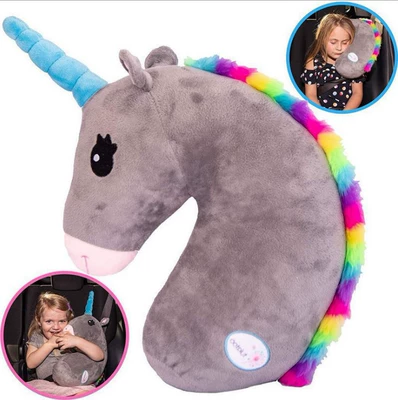 Amazon Unicorn Car Children's Seat Belt Protective Cover Pillow Shoulder Guard Baby Sleeping Pillow Cartoon (Seat belt shoulder pad) - gray-unicorn