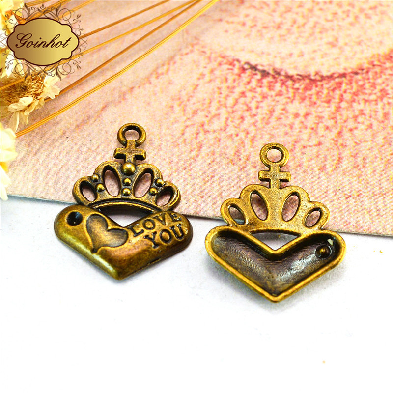 A2820 ancient youth 2.4 grams of retro love crown pendant eternal love couple series accessories 30/set 4