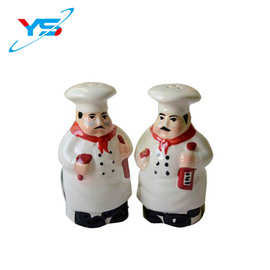 厂家直销陶瓷手绘3D卡通厨师胡椒瓶椒盐罐厨房调料瓶SP油壶酱油醋