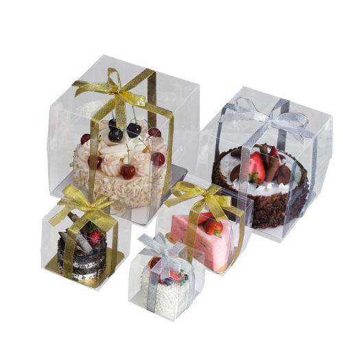 Four-inch five-inch transparent pastry box cut into triangles 2-inch 3-inch transparent mousse box French small pastry packaging box