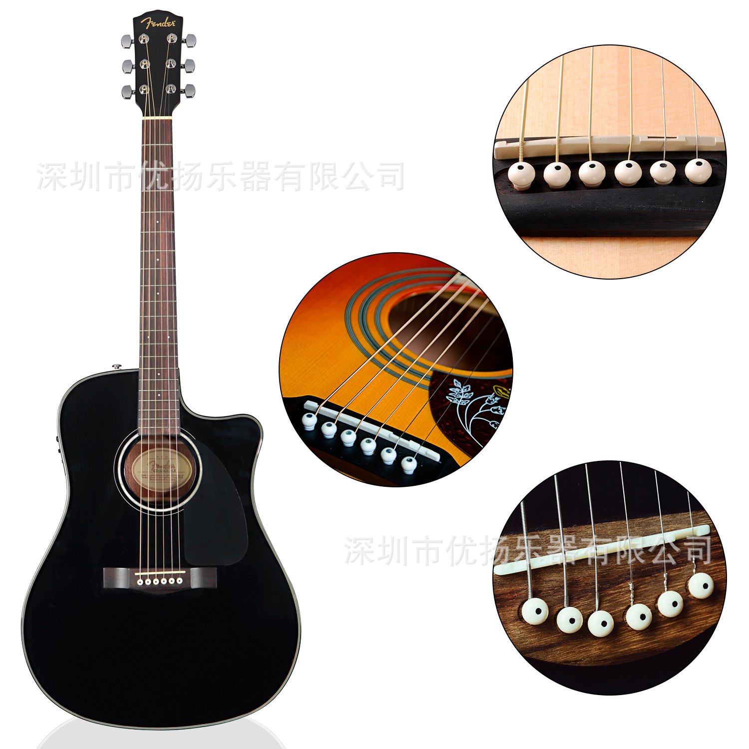 6 unids folk guitarra rosewood cadena columna cadena clavo incrustado punto de abulón + con extractor de uñas de metal