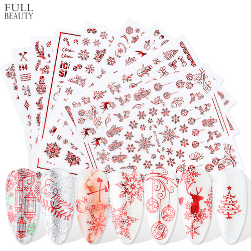 New Cross-border Christmas-themed Nail Sticker Set with 4 Colors, Large Snowflakes, Reindeer, and Glow-in-the-Dark Features, Direct Manufacturer Supply