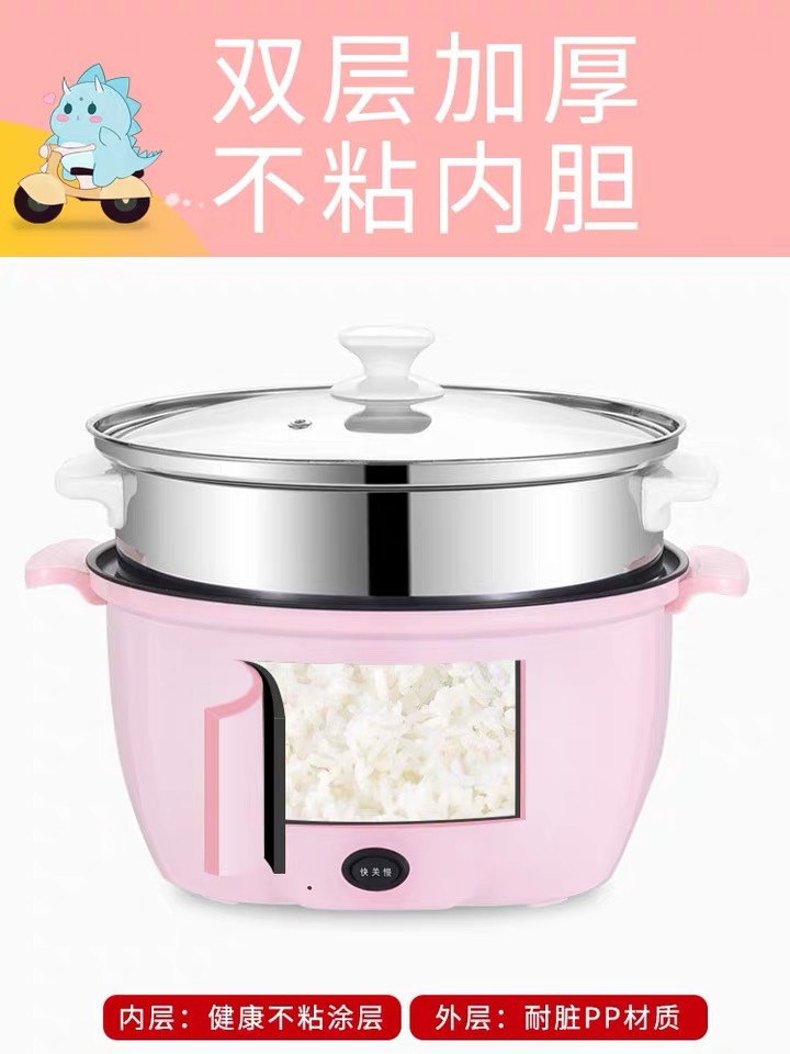 網紅抖音蒸煮家用多功能電煮鍋宿舍學生鍋小功率壹體電熱鍋電火鍋