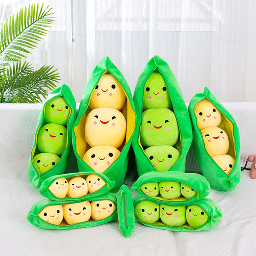 Fun Pea Pod Pillow Cute Beanie Doll Plush Toy Cartoon Pea Cushion Birthday Gift