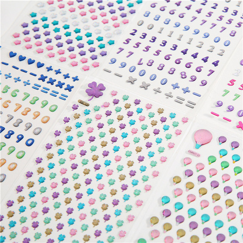 Children's diamond shiny stickers alphanumeric glitter stickers handbook photo album decorative stickers cross-border