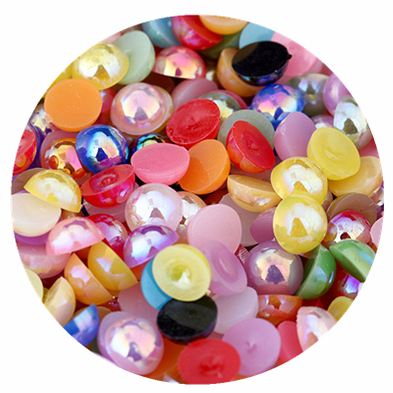 Small and small mixed semi-circular pearl flat bottom half-sided ABS…