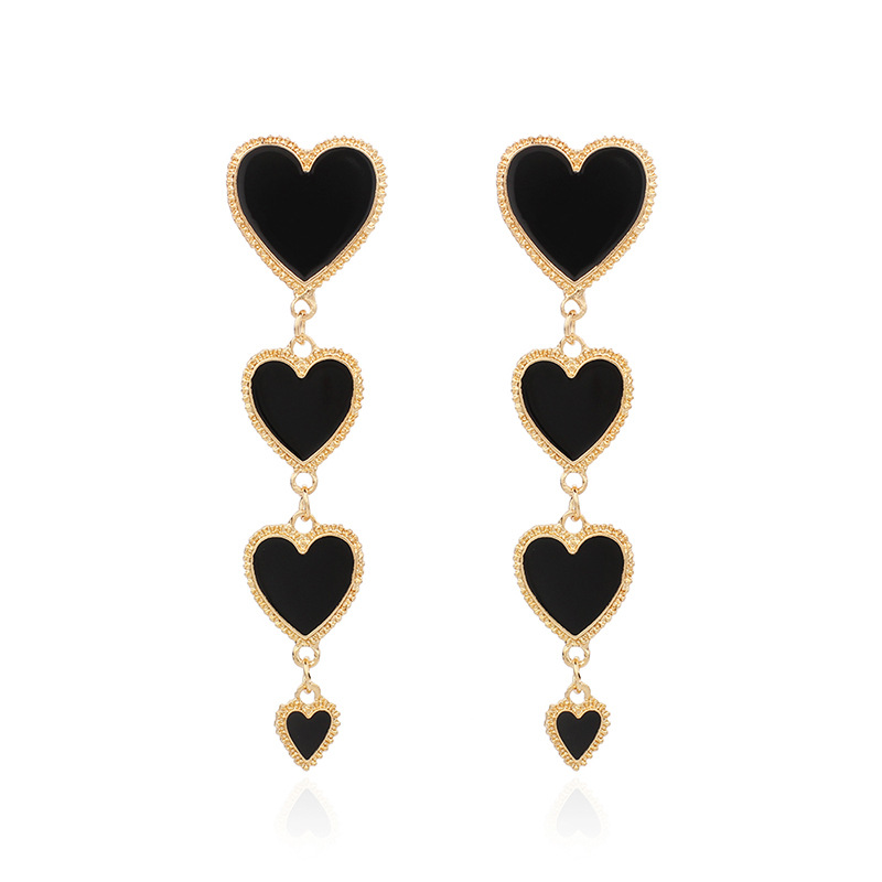 19g Weight Earrings, Ear Studs Classification Wedding, Travel Occasion Alloy Material Heart Pattern Women'S Gender Fashion Style White, Red, Black Color Fashion Heart Alloy Drop Earrings 8