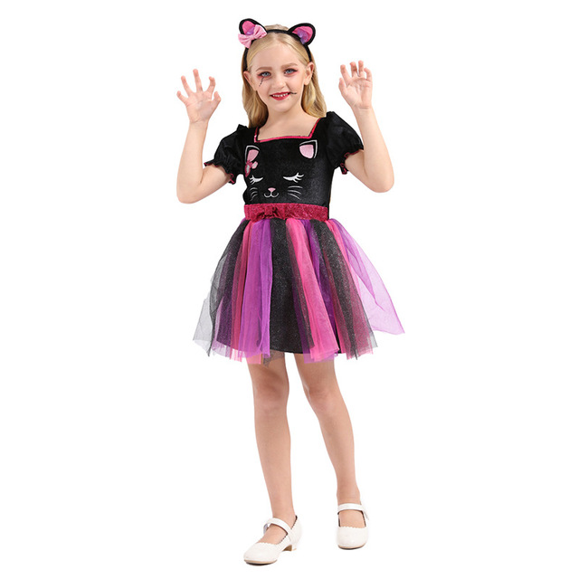 Children’s Costume Girls horror cat Witch Costume kindergarten performance costume props manufacturers direct sales