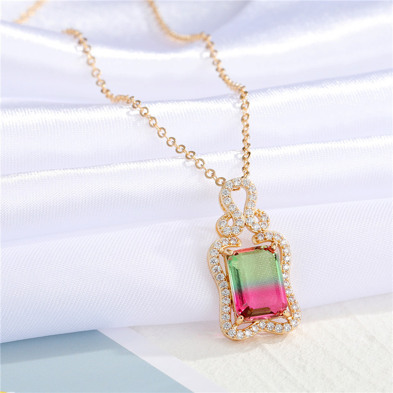 new rainbow color diamond imitation gem pendant necklace