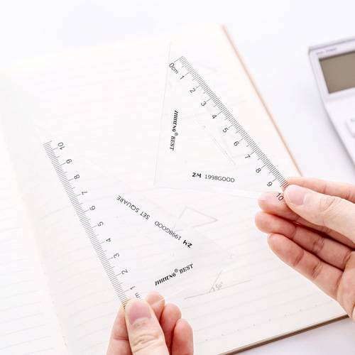 Creative and simple unprinted style ruler, transparent square acrylic plastic ruler, handheld scale set for students