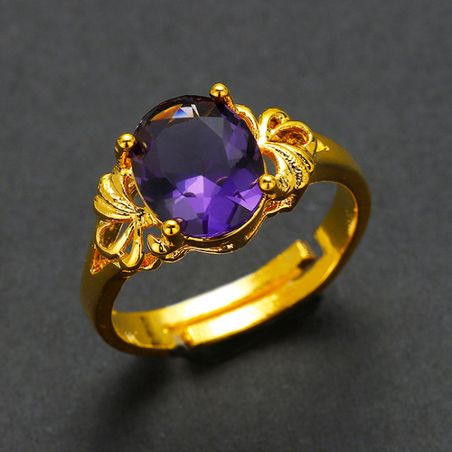 Fashionable new ring, red zircon brass gold-plated jewelry, Vietnamese sand gold jewelry, send one to your girlfriend on behalf of