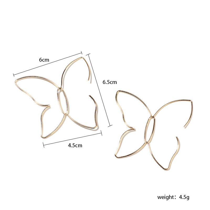 5g Weight Earrings Classification Wedding, Travel Occasion Women'S Gender Fashion Style White, Gold Color Fashion Simple Butterfly Line Hollow Earrings Simple And Large Earrings Wholesale Nihaojewelry 无