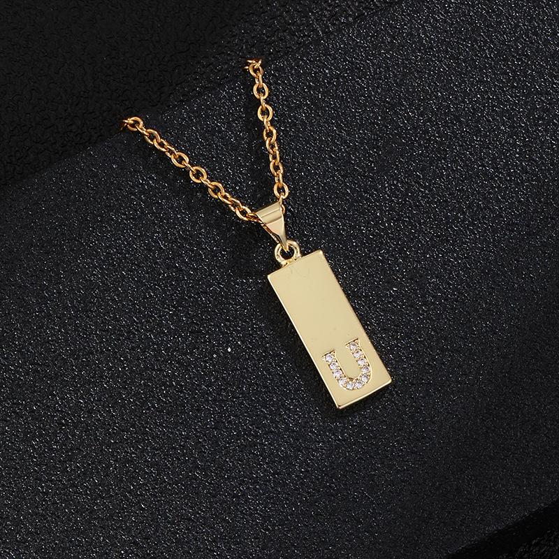 Women'S Gender Inlay Design Casual Fashion Letter Stainless Steel Inlay Zircon Pendant Necklace 1 Piece