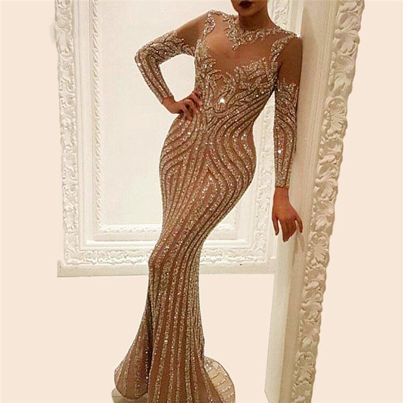 2020 new cross border foreign trade women's independent station eBay sexy hot stamping long sleeve prom dress new style