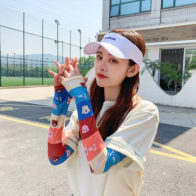 HyunA summer Borneol Sunscreen Arm Sleeves Daisy Riding Cartoon Arm guard