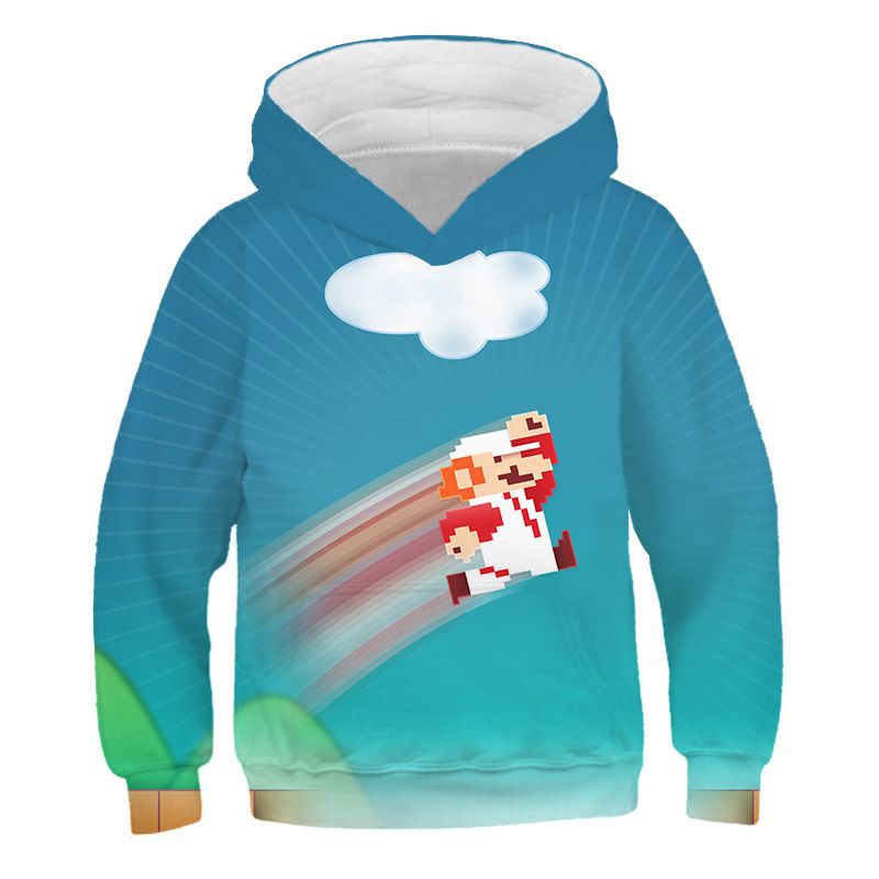 Kid Cartoon Super Mario Game Animation 3D Digital Printing Hoodie