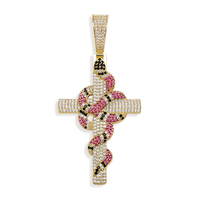 Retro Snake Cross Pendant Necklace