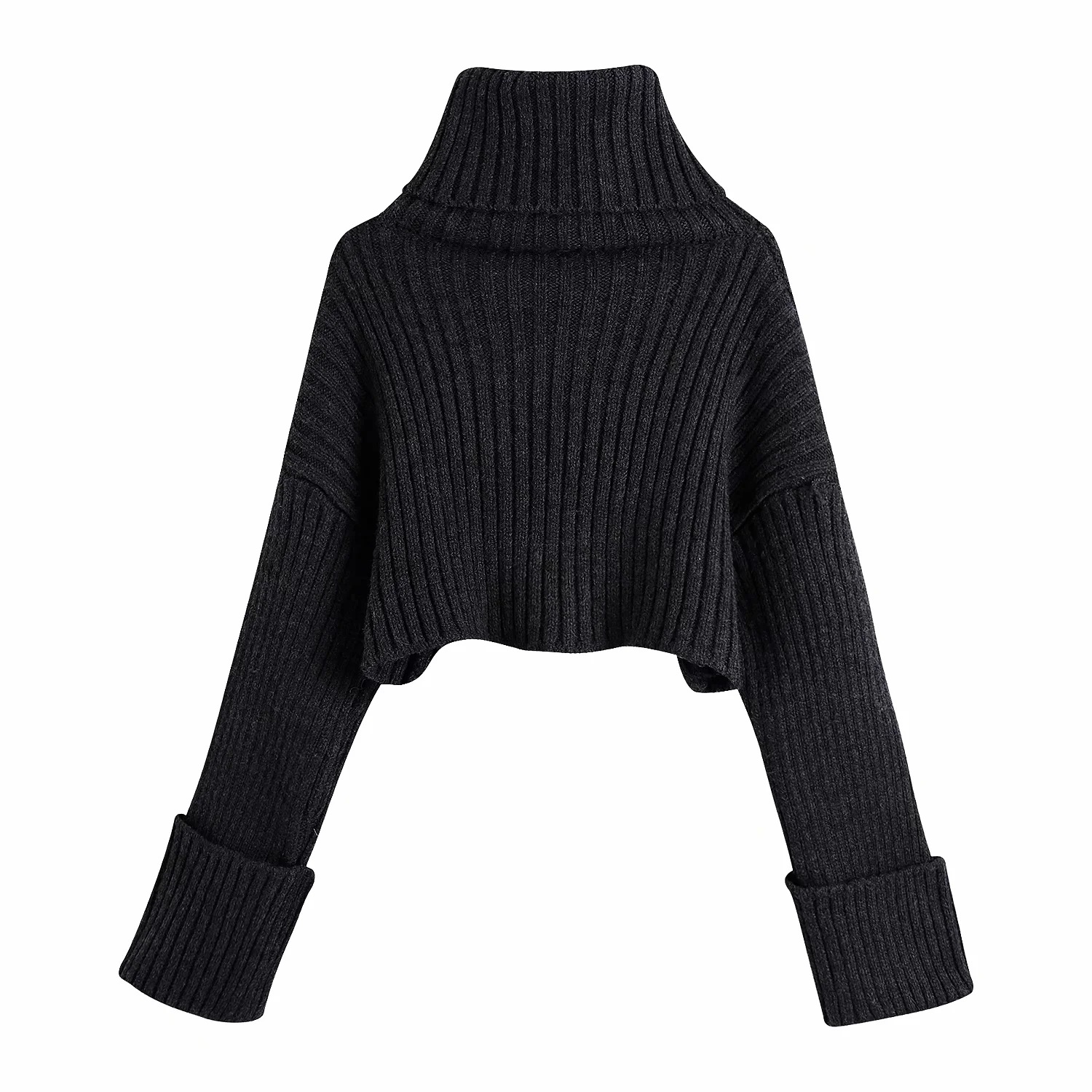 High collar thick short loose pullover sweater NSAC27360