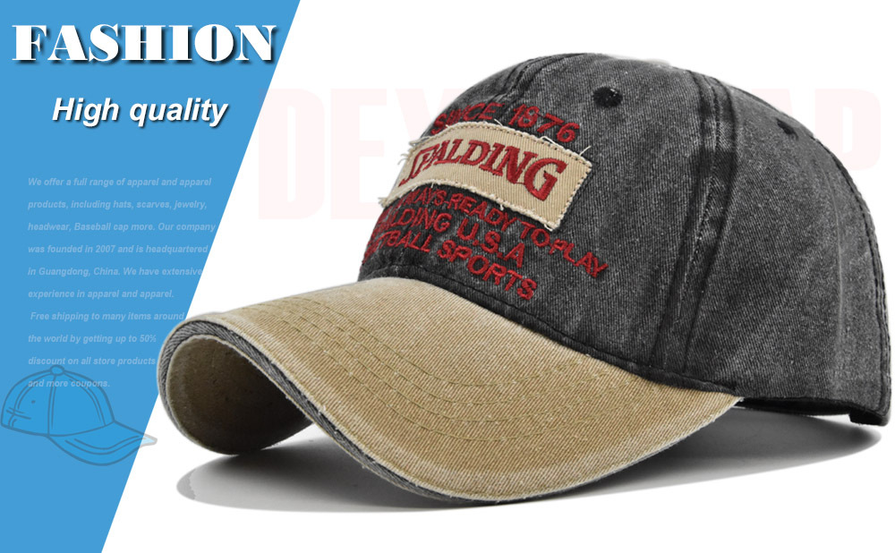 New washed three-dimensional baseball cap with patchwork denim patch embroidered duckbill sunshade hat_voghion.com