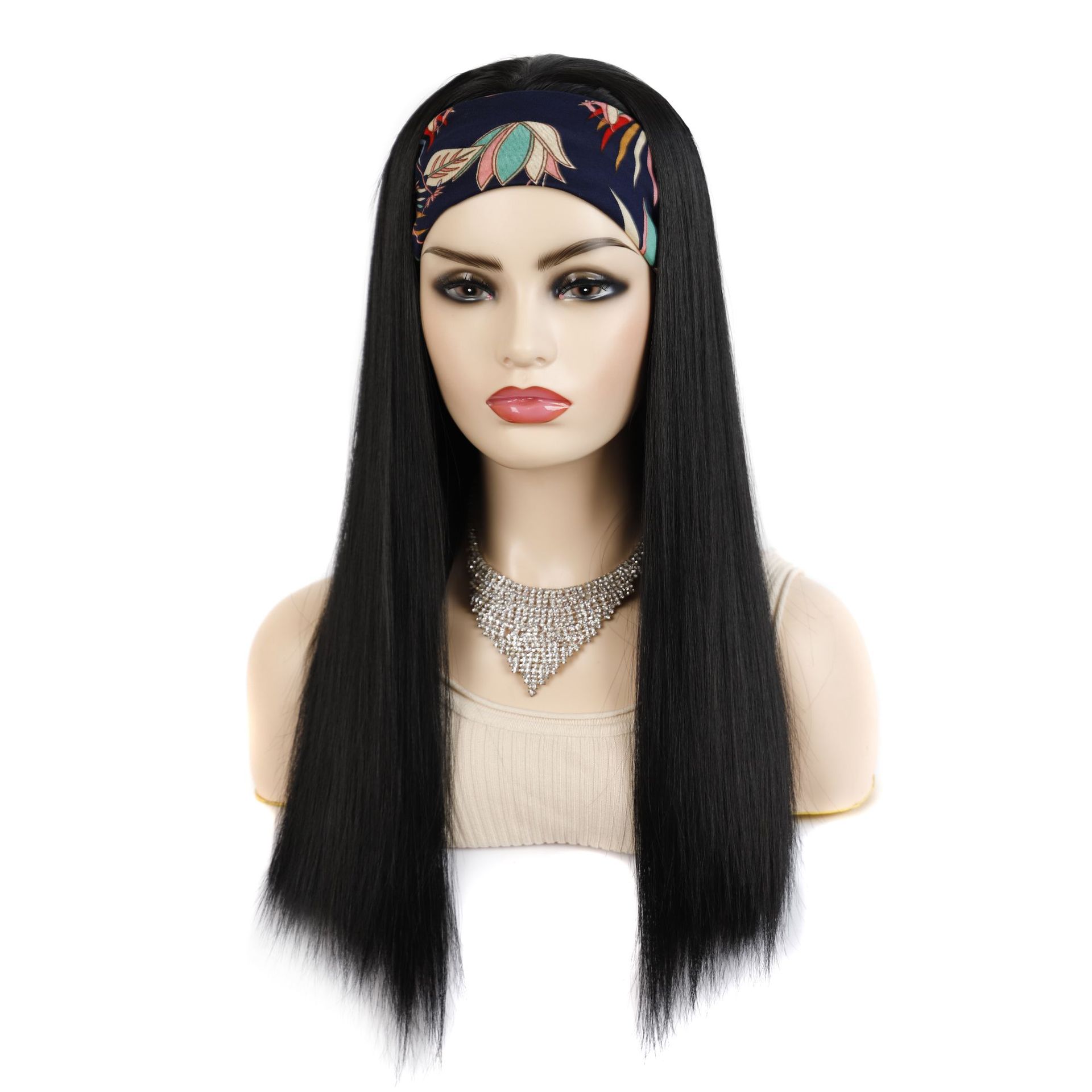 Synthetische Perücke, langes, glattes Haarfaser-Stirnband, in mehreren Farben erhältlich_voghion.com