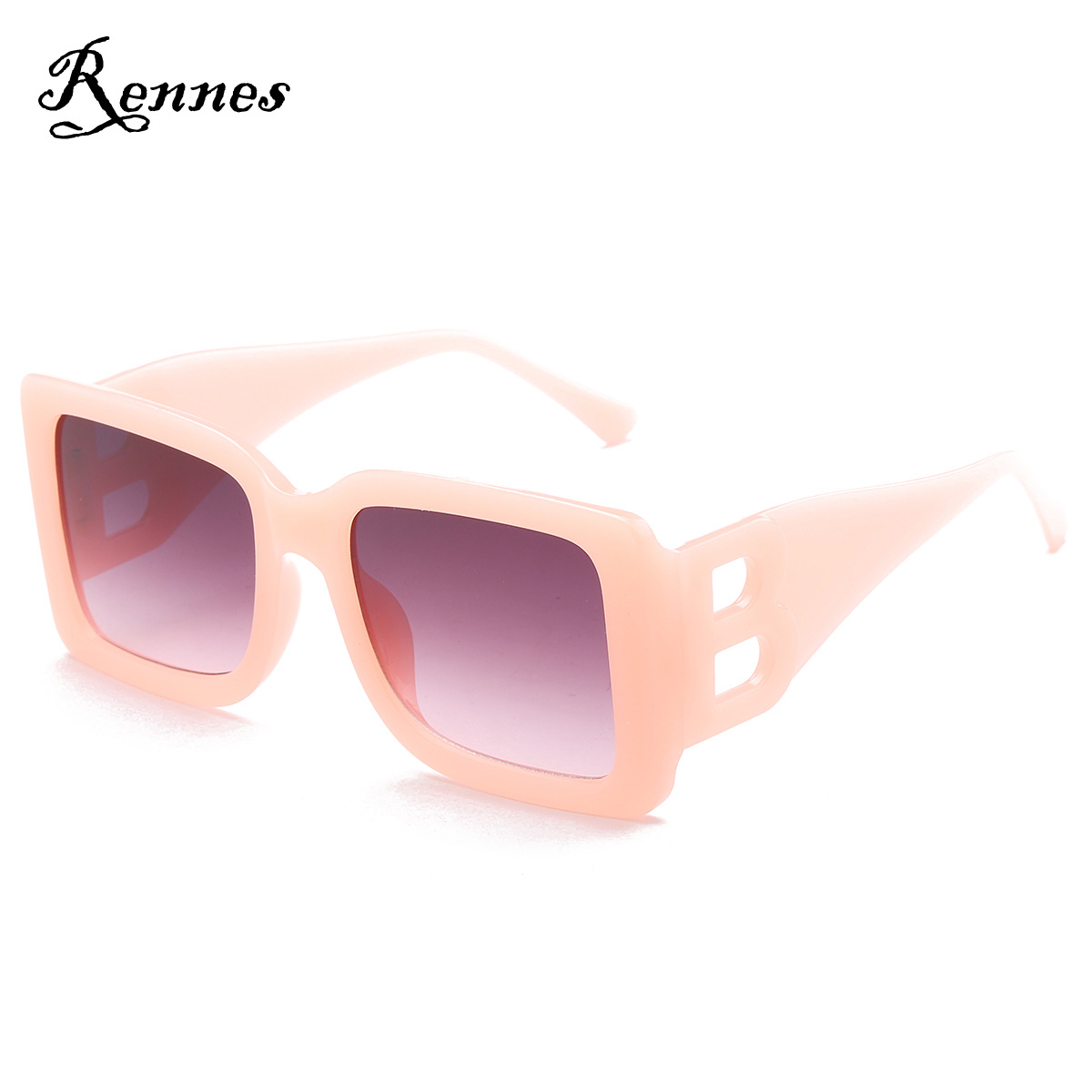 2020 nuevo estilo moderno gafas de sol pierna hueco hacia fuera en forma de B gafas de sol de las mujeres de gran marco cuadrado gafas transfronterizas 97076