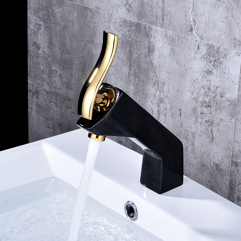 Factory direct sales of European-style matte colored washbasins, hot and cold mixed faucets, thickened all-copper main body bathroom cabinet faucets undefined