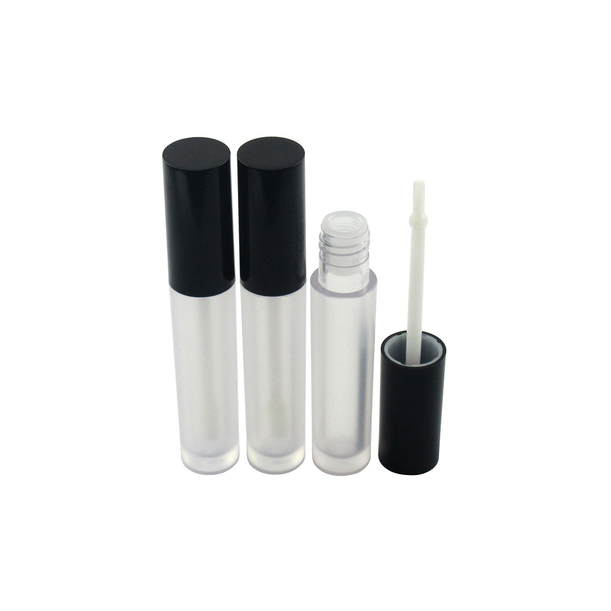 12000只起订黑盖透明唇彩瓶圆形注塑唇彩分装空瓶2.5ml/5ml/6ml