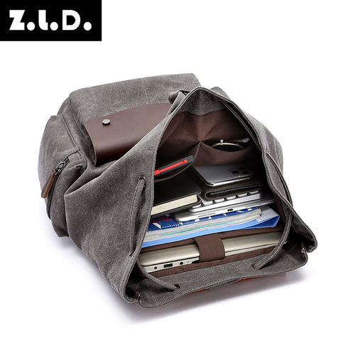 Makiya cross-border canvas casual bag, shoulder computer backpack, men's backpack, student schoolbag for men and women