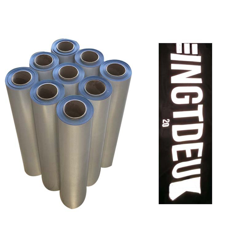 厂家批发高亮亮银热贴logo热烫雕刻膜热贴反光转印膜反光膜条材料