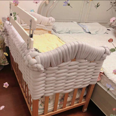 ins爆款婴儿床床围栏软包防撞防摔儿童游戏围栏防撞条编织可拆卸|ms