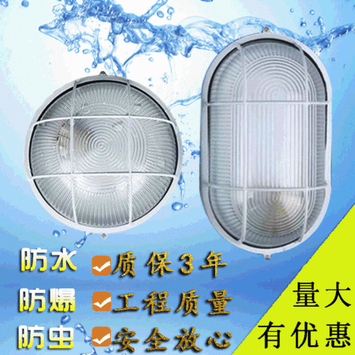 Factory Direct Sale Waterproof and Fog-Proof Bathroom Elliptical Moisture-Proof and Explosion-Proof Light, Small Bathroom Round Moisture-Proof and Explosion-Proof Light