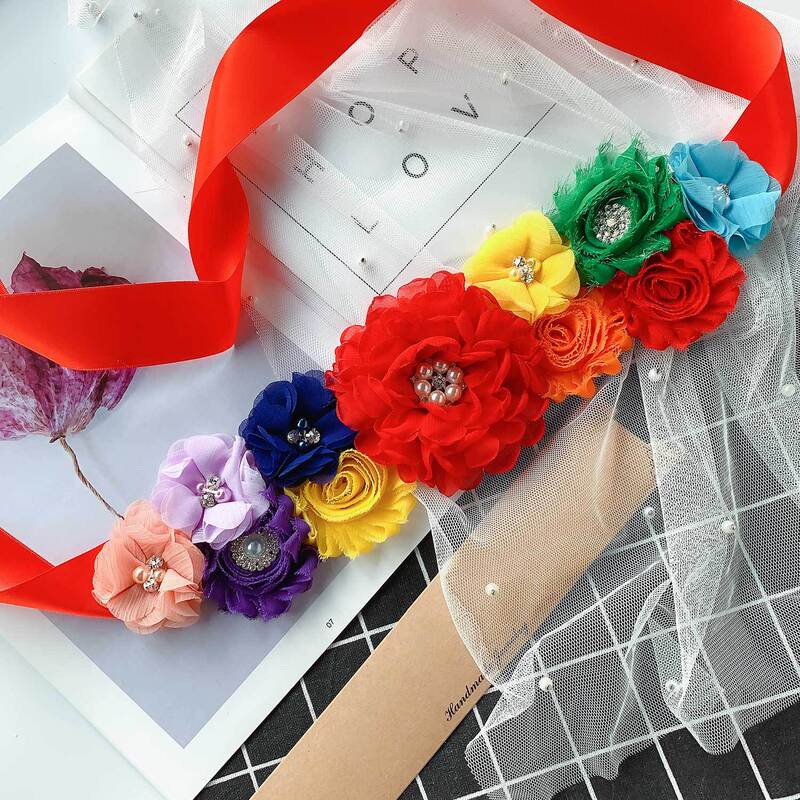 New European and American cross-border expectant mother party belt decoration photo rose flower pearl pregnant woman waist seal XW300