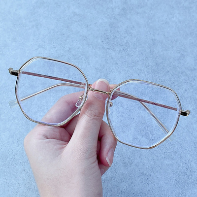 Polygon Ferrule transparent Eyeglass frame Blue light Radiation protection Plain glasses Korean Edition literature student myopia Eyeglass frame