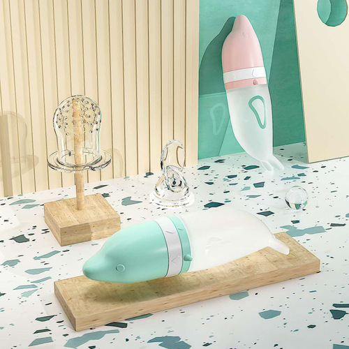 Insili dual-use silicone rice cereal spoon baby fruit and vegetable bite bite bag complementary food spoon squeeze type rice cereal bottle