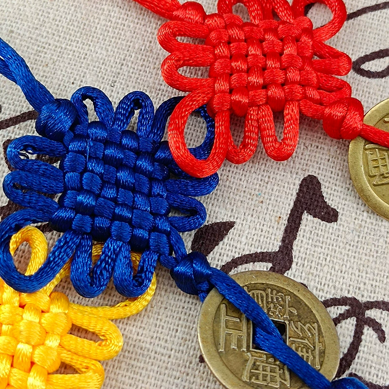 DIY handmade автомобильная подвеска украшения, висюльки, должны быть 6 пластин, многоцветный китайский узел+медная монета, поток, комплект Суоци