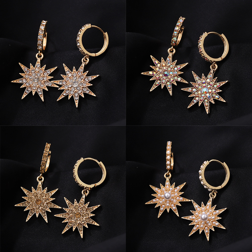 Pendientes De Perlas Con Incrustaciones De Borla De Estrella De Seis Puntas De Moda display picture 10