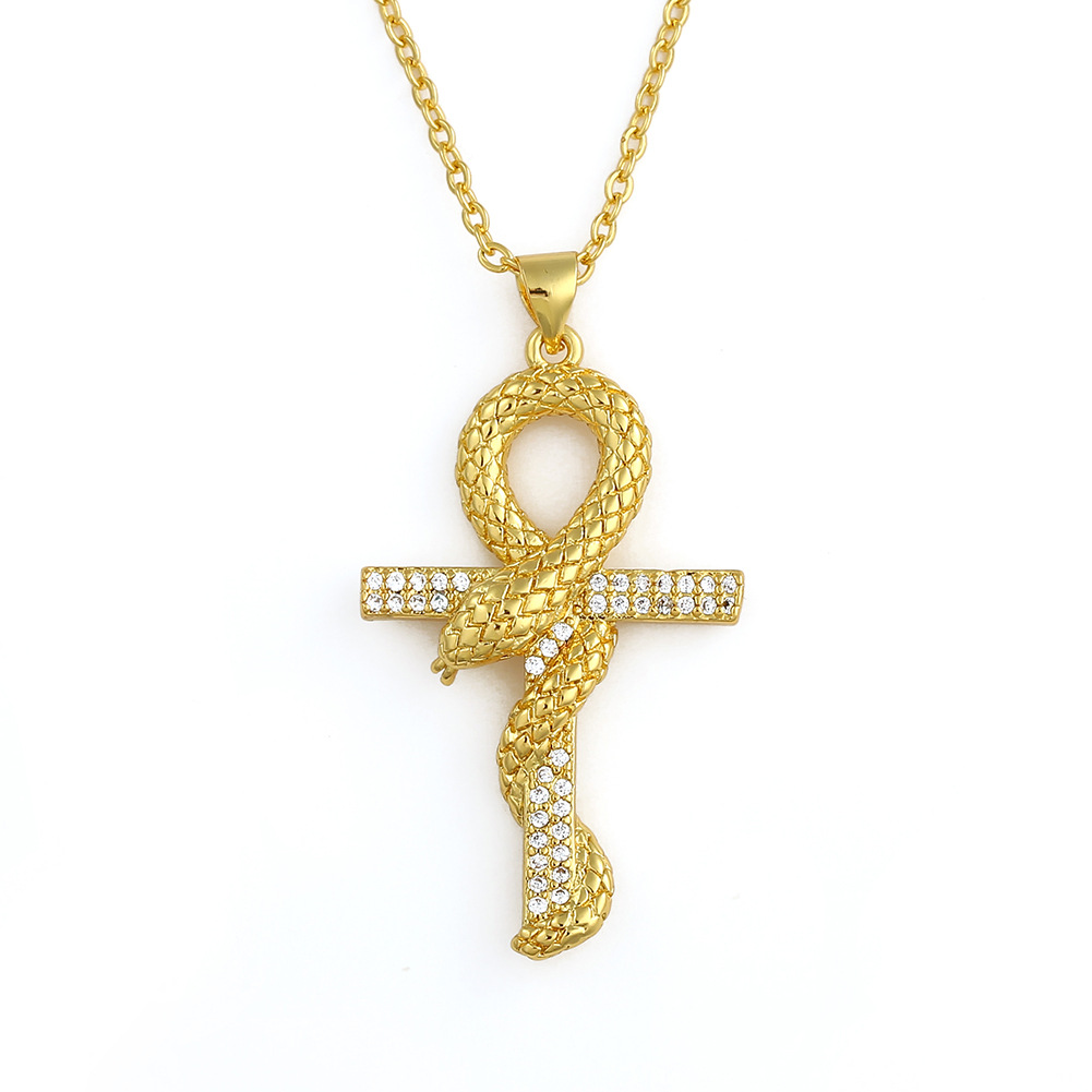 Snake Cross Pendant Necklace display picture 6