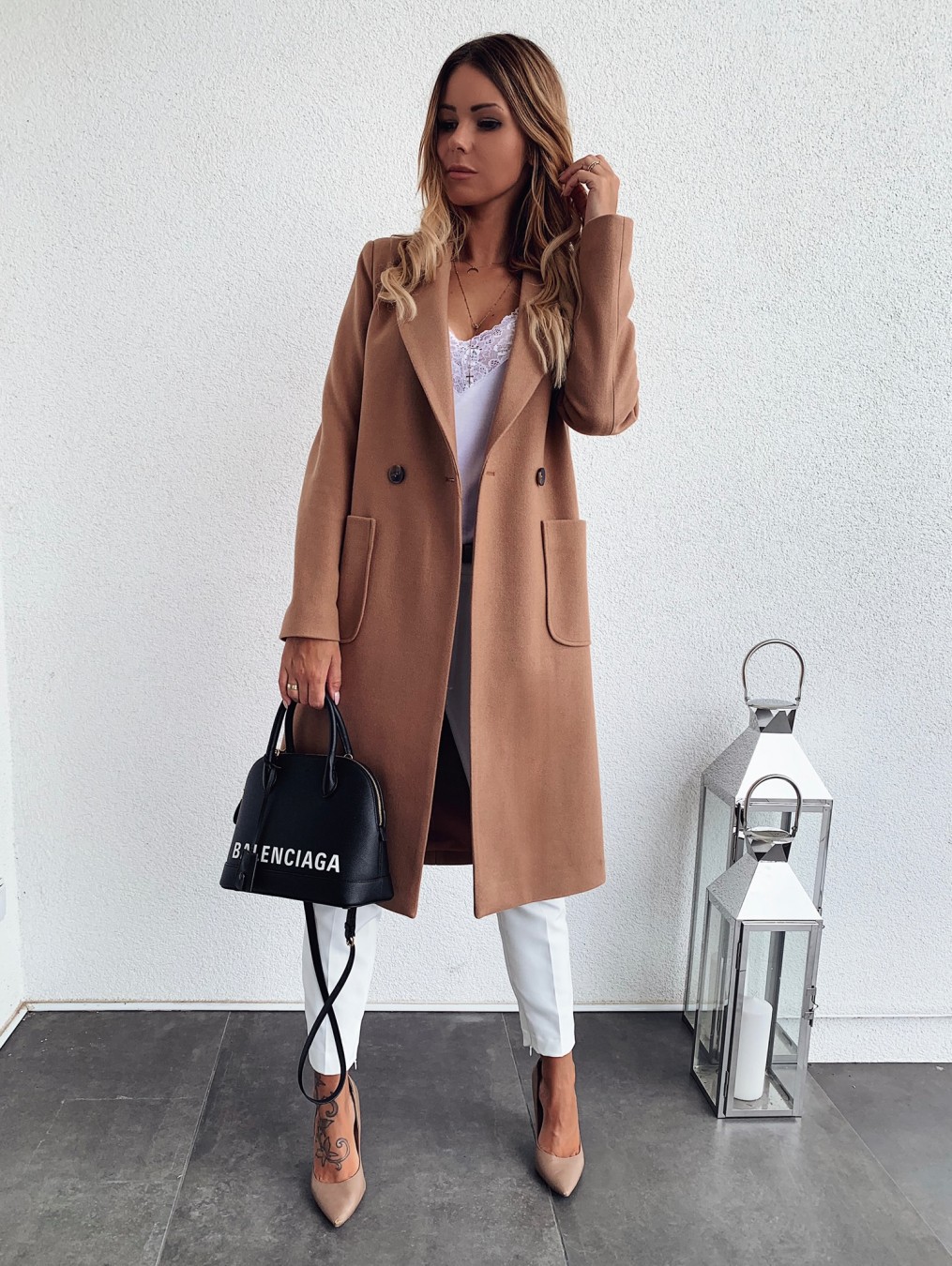 European and American Candy Color Lapel Long Coat Woolen Coat Windbreaker Women