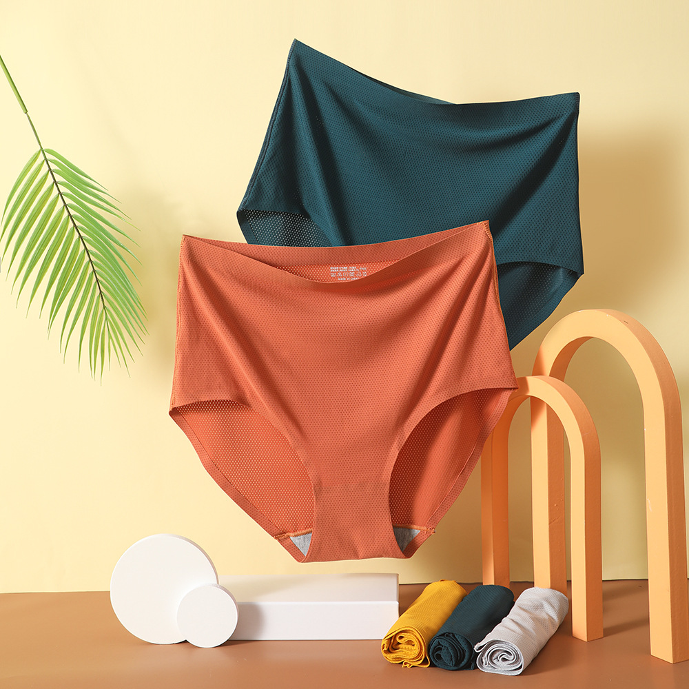 Ice Silk Mesh High Waist Women's Underwear Non-marking Breathable Pants Women's Plus Size Women's Briefs