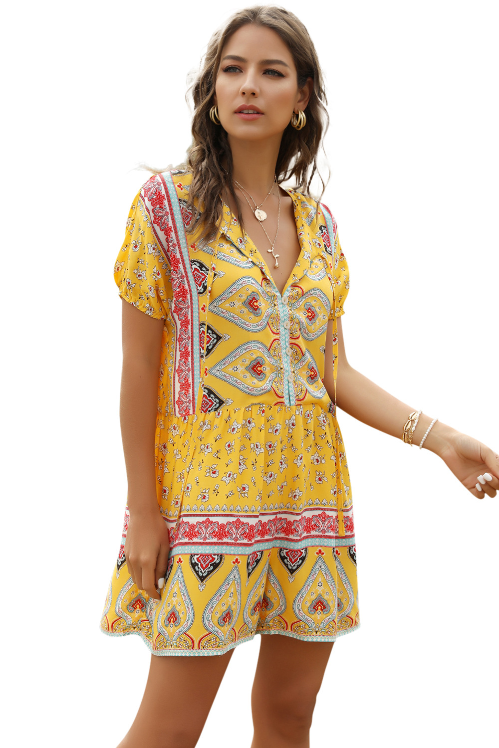  casual student one-piece fashion loose printed jumpsuit NSDF1597