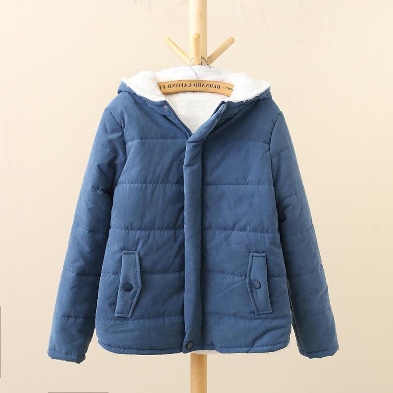 2022 Autumn And Winter New Plush Thickened Korean Hooded Cotton Padded Clothes Women's Long Sleeved Bread Clothes Cotton Padded Jacket College Style